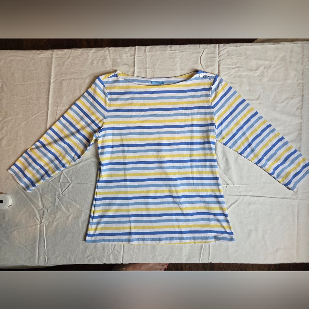 JMcLaughlin Blue And Yellow Boat Neck Top - Picture 4 of 7